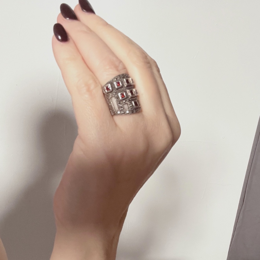 Art Deco one of a kind silver ring size 6